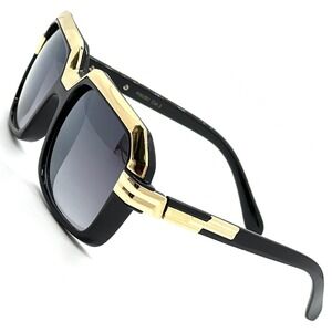Gold Trim Sunglasses Square Frame Fashion Shades‎ Men Hip Hop Street Wear Trendy
